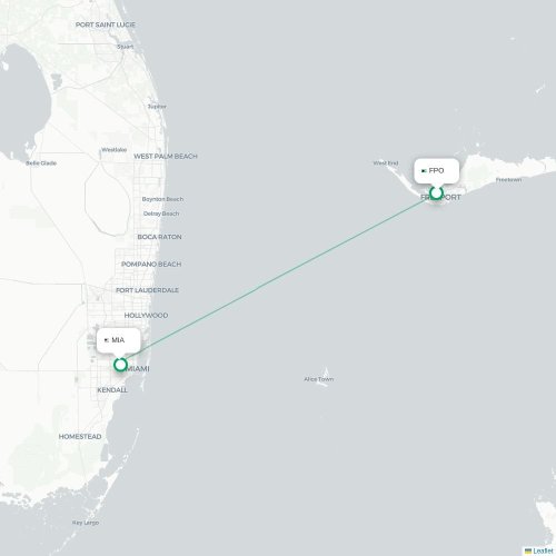 Freeport - Miami kaart van rechtstreekse vlucht