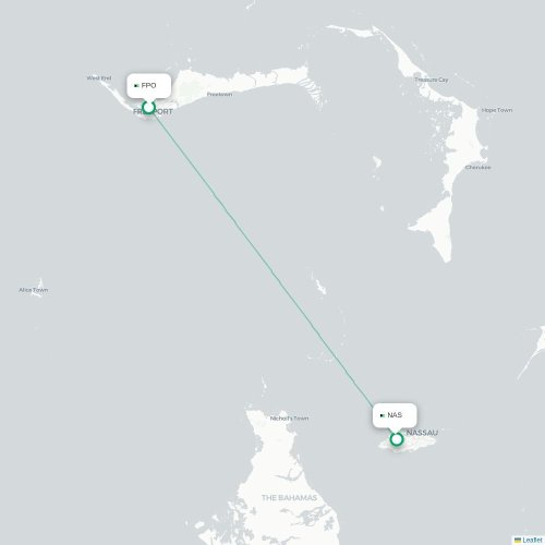 Mapa lotu bezpośredniego Freeport – Nassau