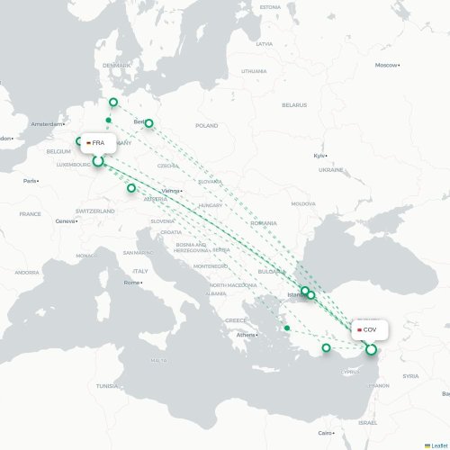 Mapa de vuelo directo Fráncfort - Tarso