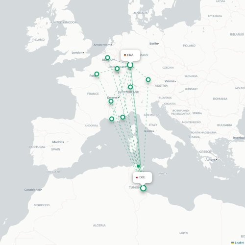 Mapa lotu bezpośredniego Frankfurt nad Menem – Houmt Souk