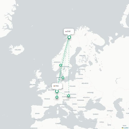 Francfort - Narvik carte du vol direct