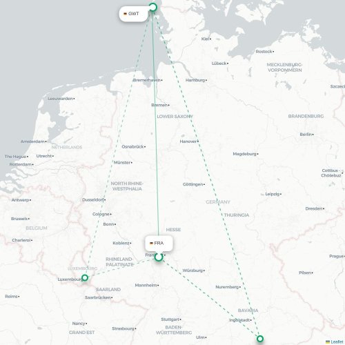Mapa lotu bezpośredniego Frankfurt nad Menem – Sylt