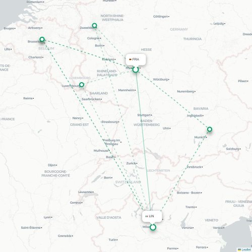 Frankfurt am Main - Milaan kaart van rechtstreekse vlucht
