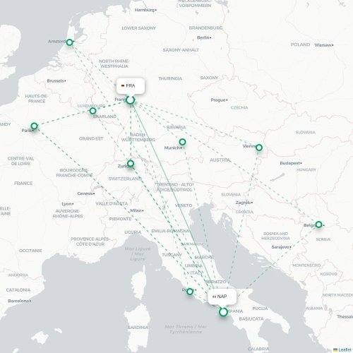 Mapa lotu bezpośredniego Frankfurt nad Menem – Neapol