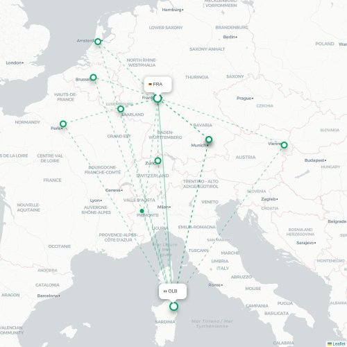 Frankfurt am Main - Olbia kaart van rechtstreekse vlucht