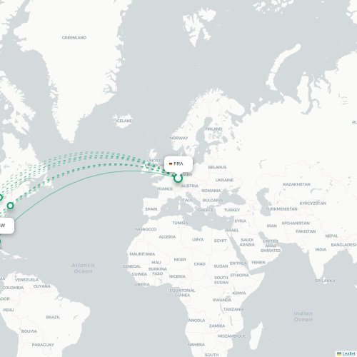 Mapa lotu bezpośredniego Frankfurt nad Menem – Fort Myers