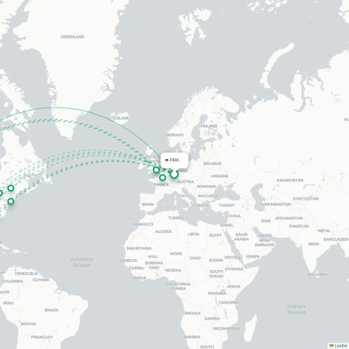 Mapa de vuelo directo Fráncfort - San Francisco