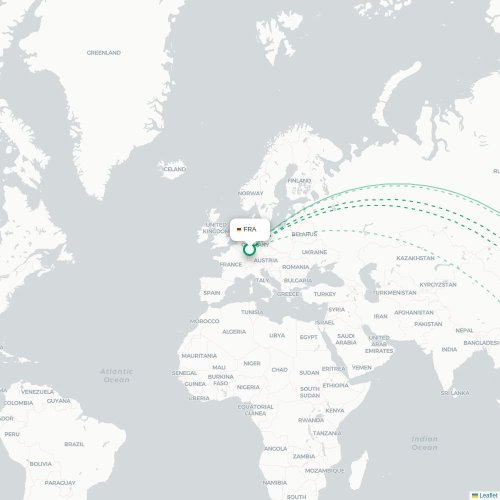 Mapa lotu bezpośredniego Frankfurt nad Menem – Shenyang
