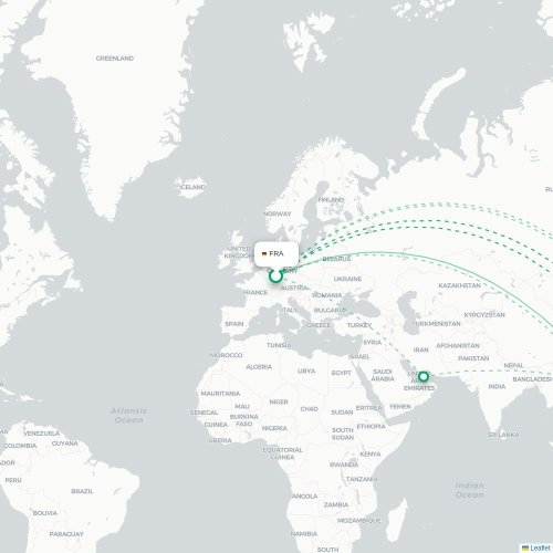 Mapa lotu bezpośredniego Frankfurt nad Menem – Shenzhen