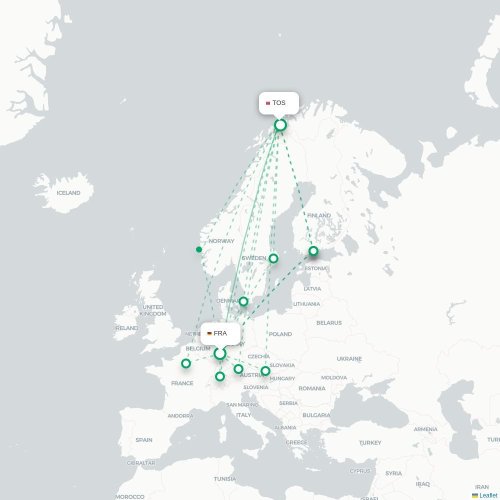 Francfort - Tromso carte du vol direct