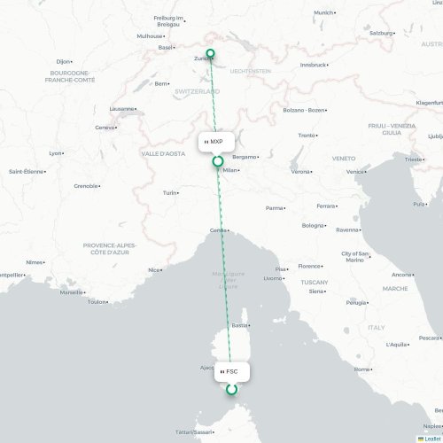 - Milano karta över direktflyg