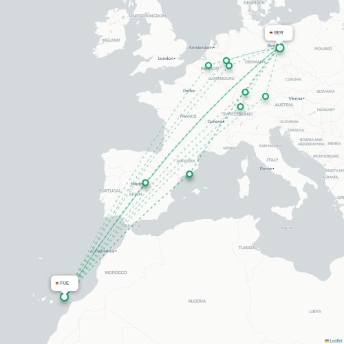 Fuerteventura - Berlin karta över direktflyg