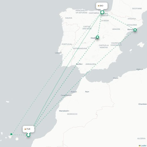Puerto del Rosario - Bilbao carte du vol direct