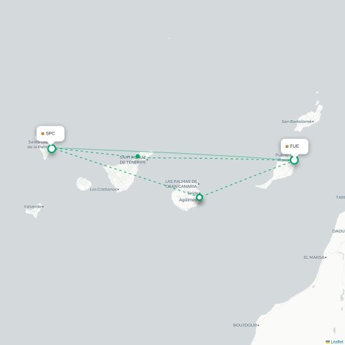 Puerto del Rosario - Santa Cruz Palma carte du vol direct
