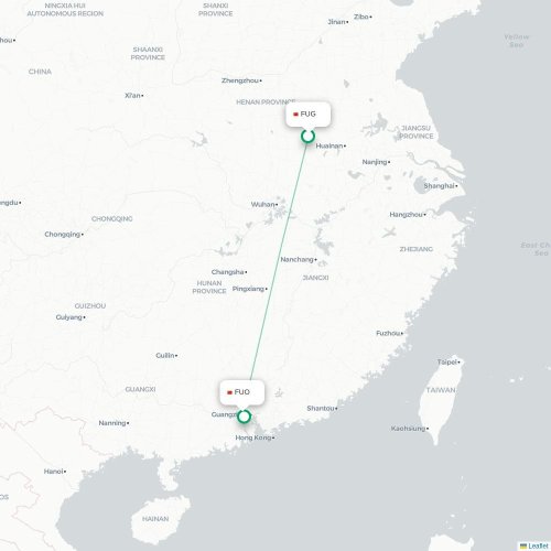 Mapa lotu bezpośredniego Fuyang – Foshan