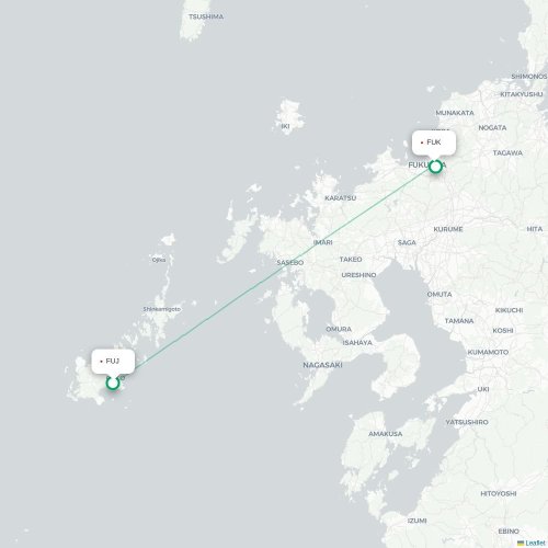 Mapa de vuelo directo Goto - Fukuoka
