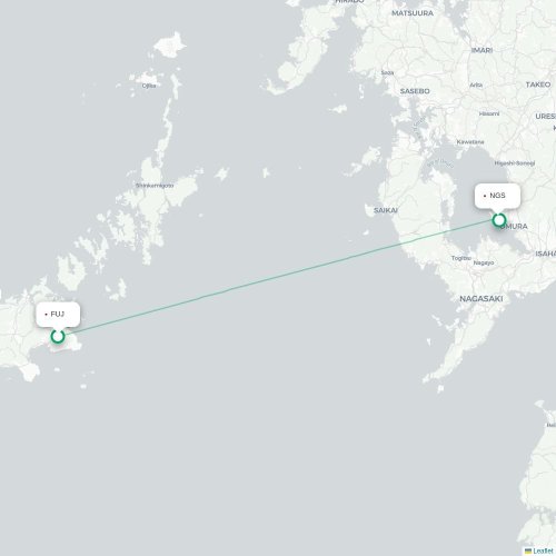 Mapa de vuelo directo Goto - Nagasaki
