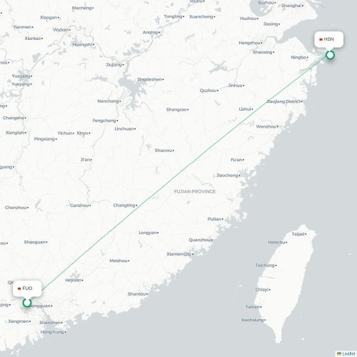 Mapa lotu bezpośredniego Foshan – Zhoushan