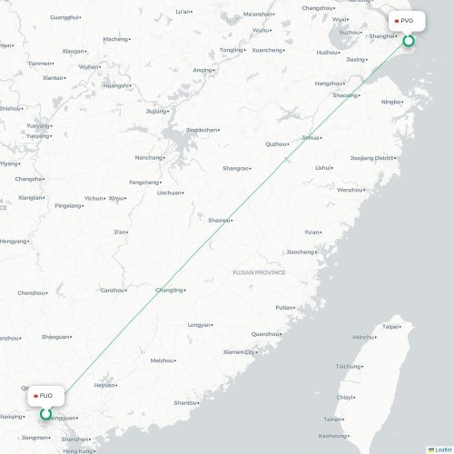 Mapa lotu bezpośredniego Foshan – Szanghaj