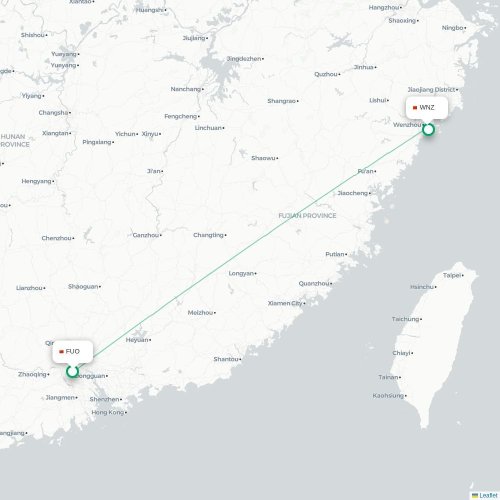 Mapa lotu bezpośredniego Foshan – Wenzhou