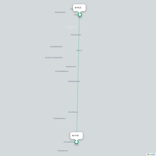 Mapa de vuelo directo Fuvahmulah - Malé