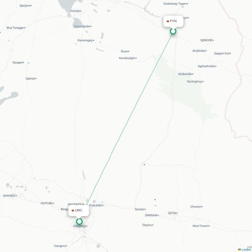 Mapa lotu bezpośredniego Fuyun – Urumczi