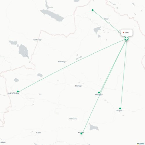 Mapa lotu bezpośredniego Fuyun – Lanzhou