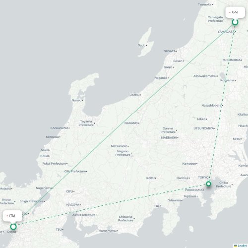 Mapa de vuelo directo Yamagata - Osaka