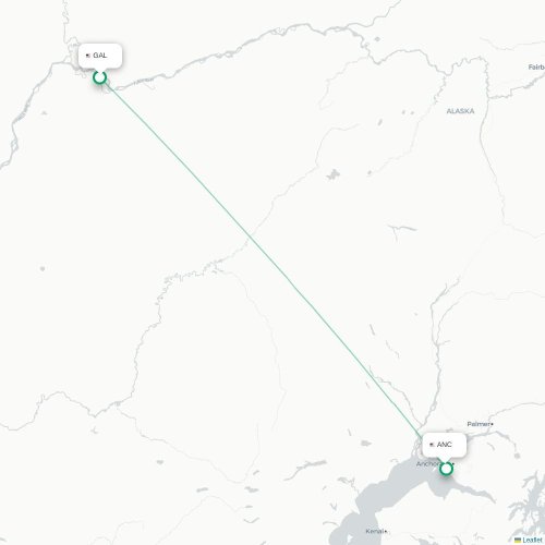 Mapa lotu bezpośredniego Galena – Anchorage
