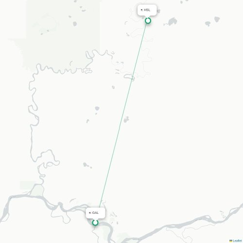 Mapa lotu bezpośredniego Galena – Huslia