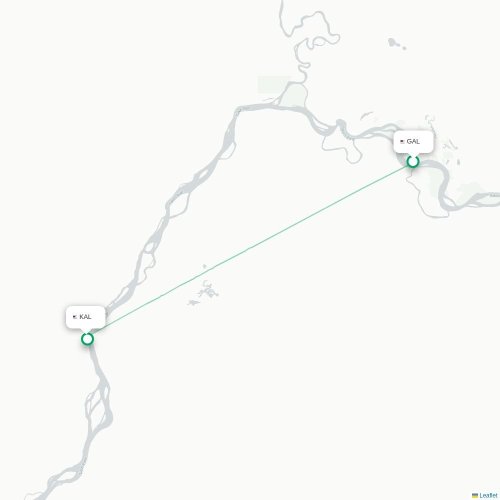 Mapa lotu bezpośredniego Galena – Kaltag