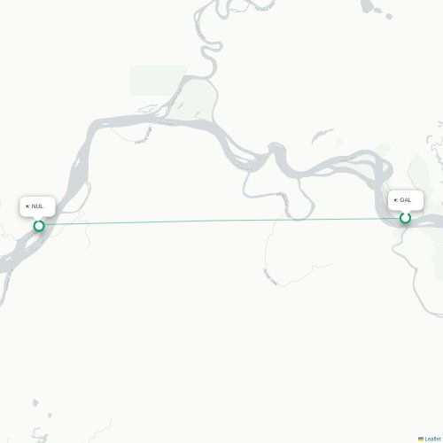 Mapa lotu bezpośredniego Galena – Nulato