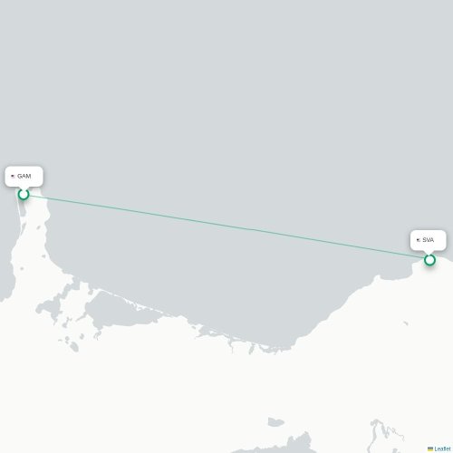 Mapa lotu bezpośredniego Gambell – Savoonga