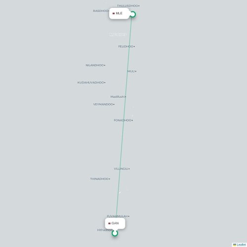 Mapa de vuelo directo Addu City - Malé
