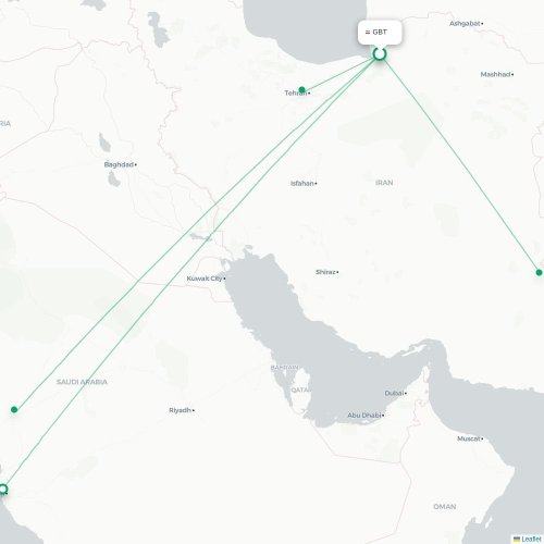 Mapa lotu bezpośredniego Gorgān – Dżudda