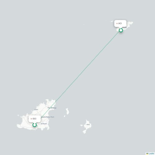 Mapa de vuelo directo Saint Peter Port - Alderney
