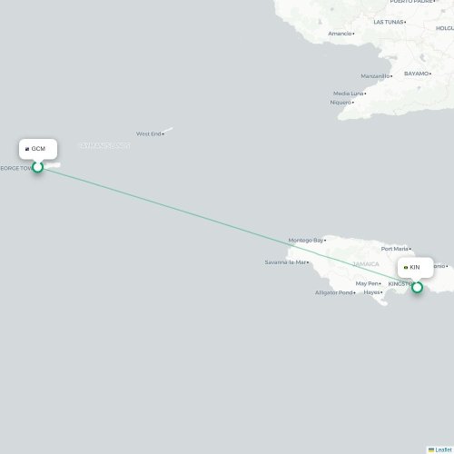 Mapa de vuelo directo George Town - Kingston