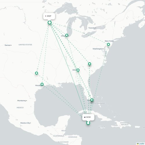 Mapa de vuelo directo George Town - Mineápolis