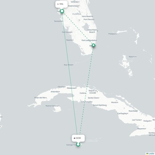 Mapa de vuelo directo George Town - Tampa