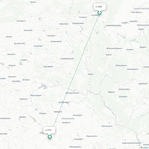 Mapa de vuelo directo Gondiā - Indore