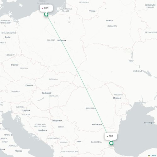 Mapa de vuelo directo Gdansk - Burgas