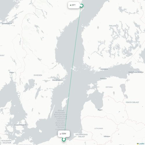 Gdansk - Skellefteå karta över direktflyg