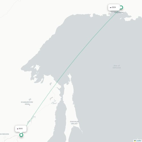 Mapa lotu bezpośredniego Magadan – Chabarowsk
