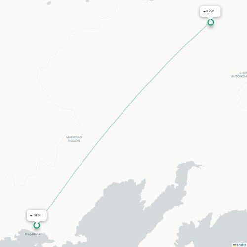 Mapa de vuelo directo Magadán - Keperveyem