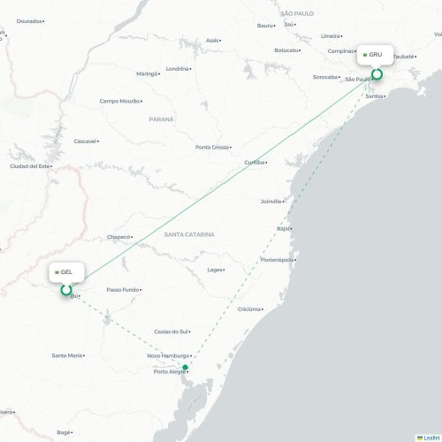 Mapa lotu bezpośredniego Santo Angelo – São Paulo