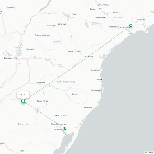 Mapa lotu bezpośredniego Santo Angelo – São Paulo