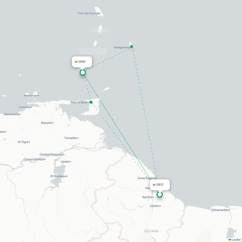 Mapa lotu bezpośredniego Georgetown – St George's