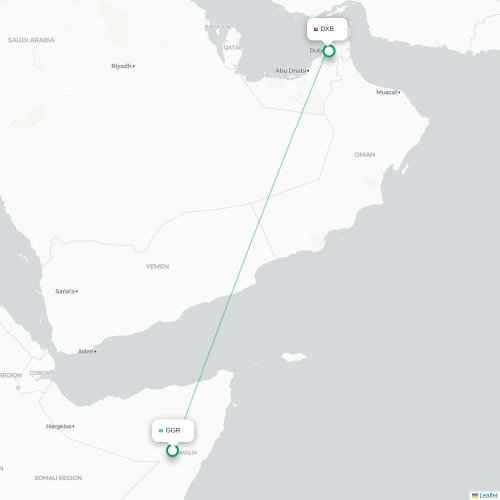 Garoe - Dubaï carte du vol direct