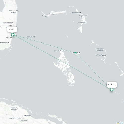 George Town - Miami kaart van rechtstreekse vlucht