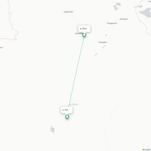 Ghardaïa - In Salah carte du vol direct